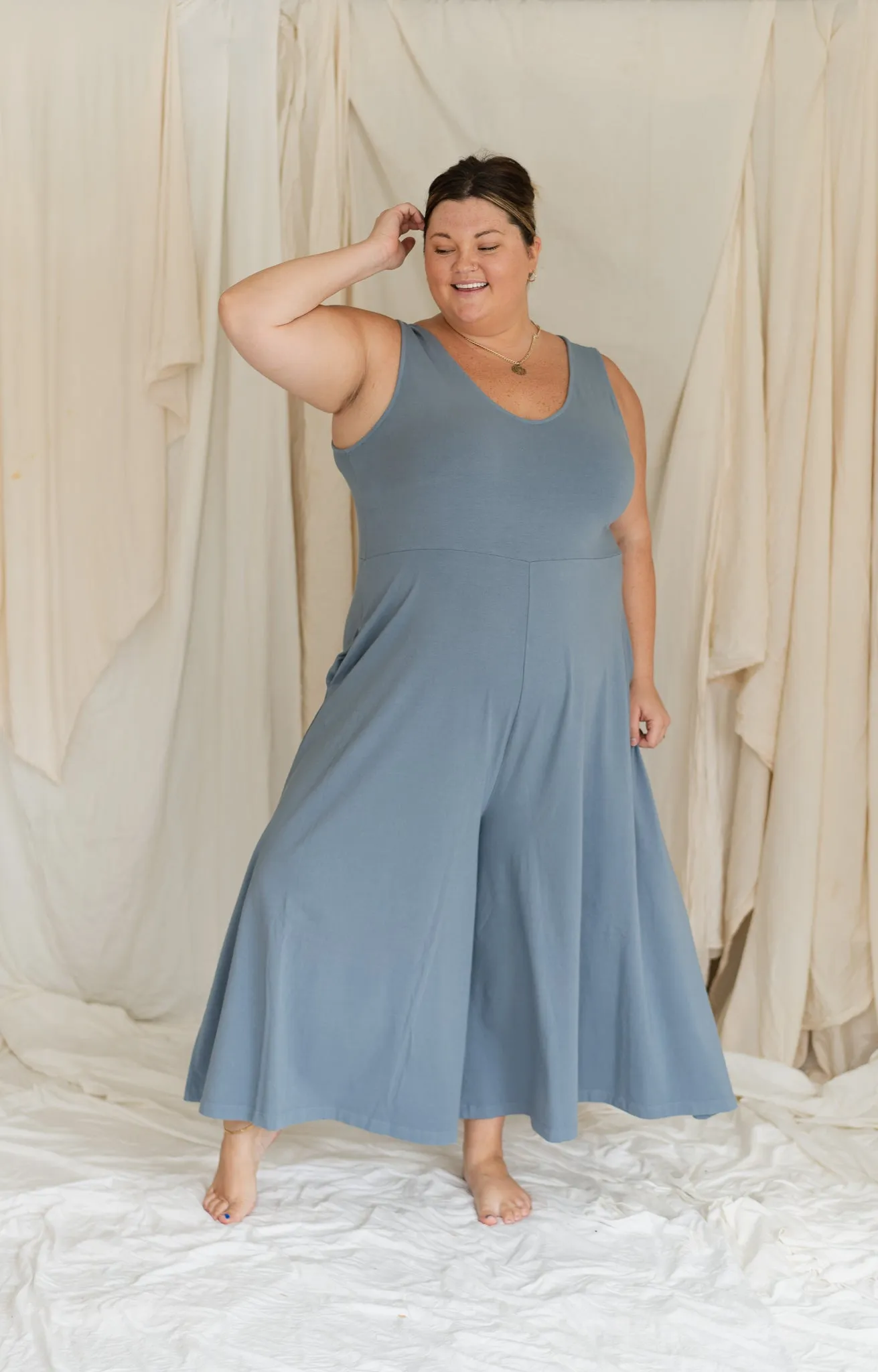 Lakeside Wide Leg Jumpsuit - Dusty Blue