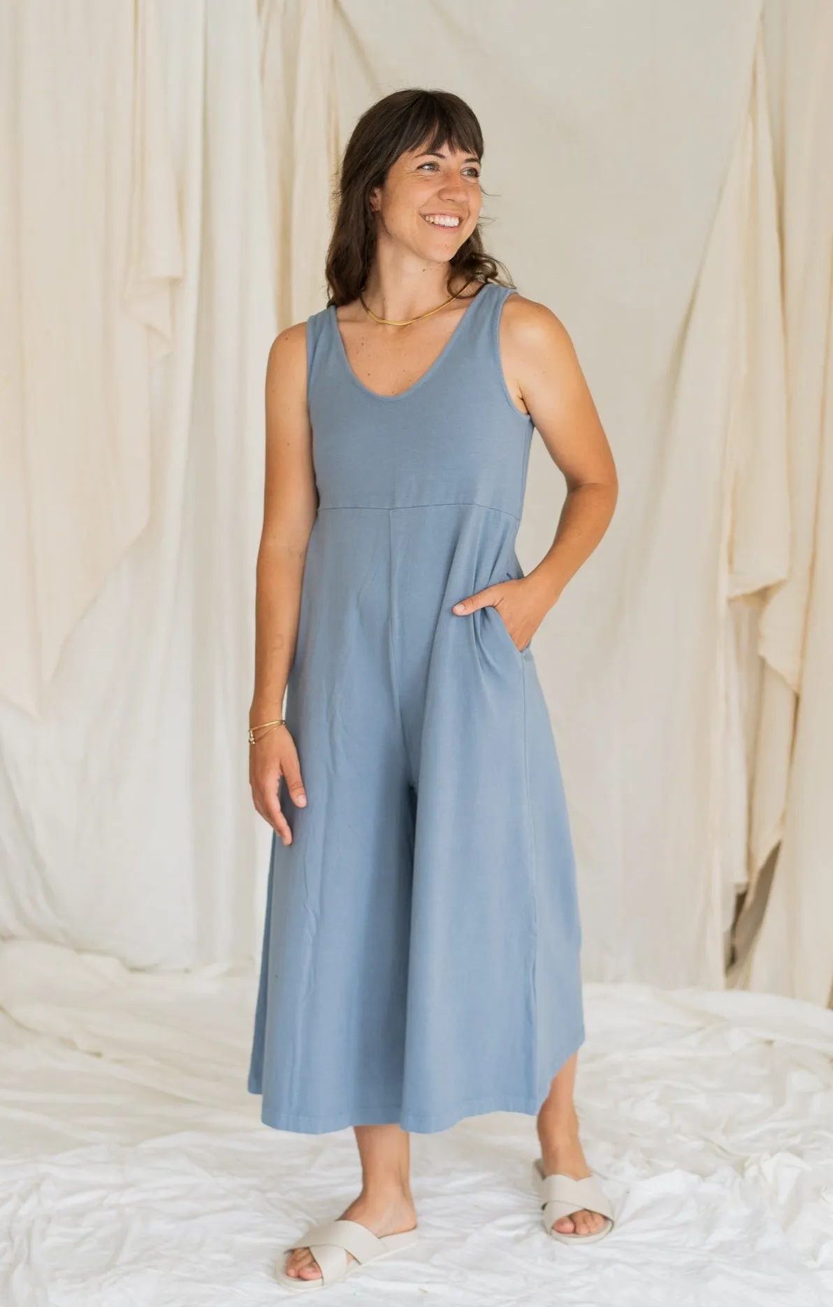 Lakeside Wide Leg Jumpsuit - Dusty Blue