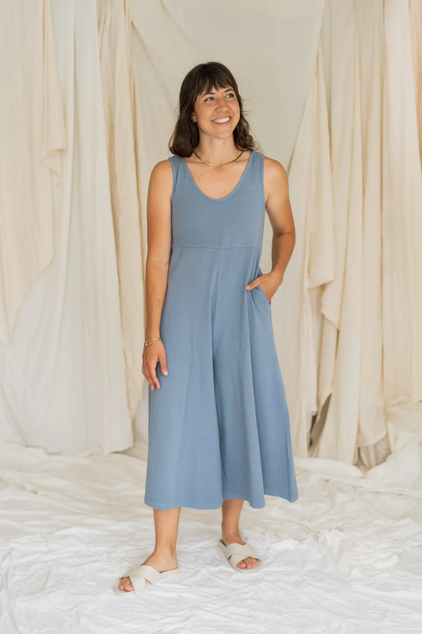 Lakeside Wide Leg Jumpsuit - Dusty Blue