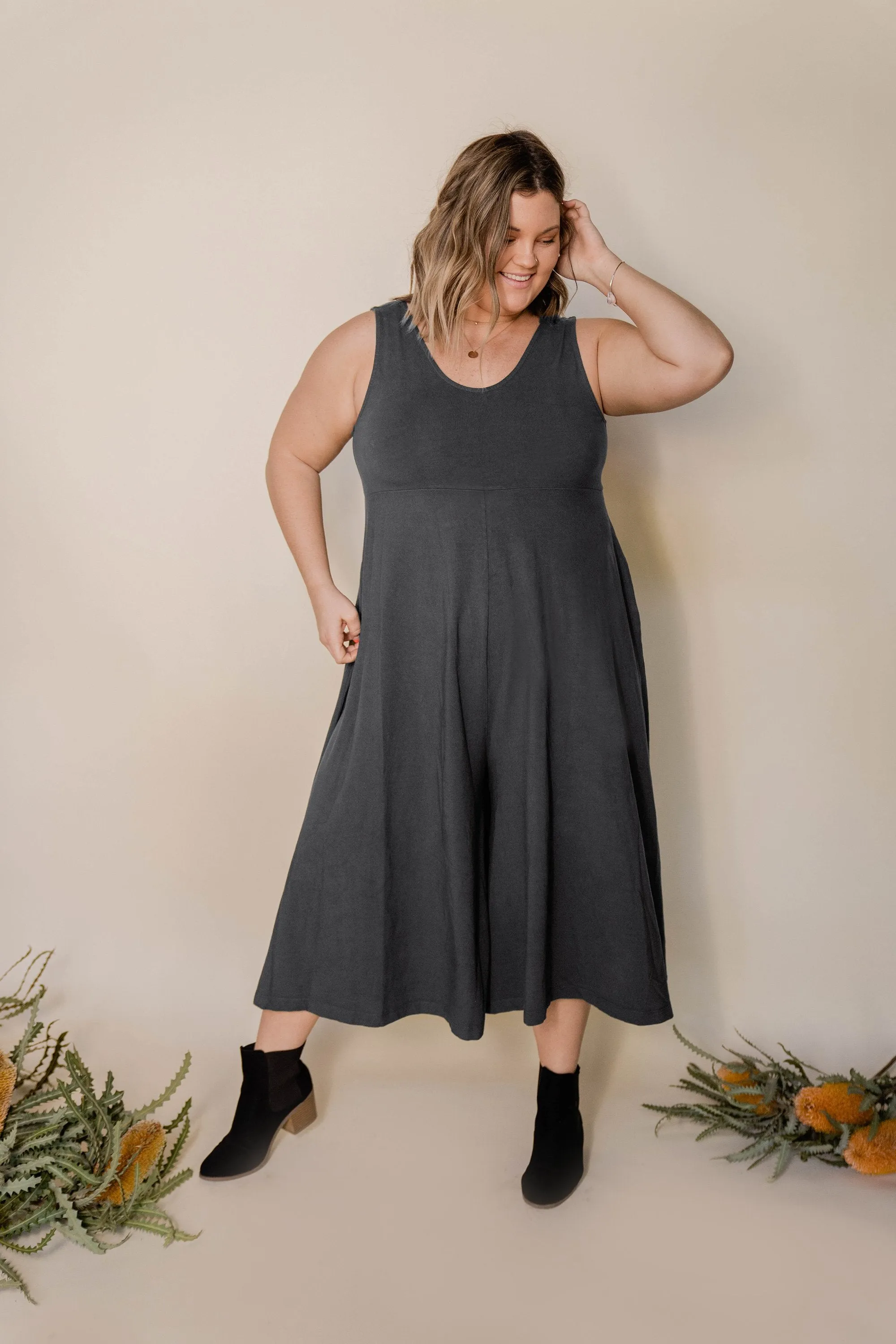 Lakeside Wide Leg Jumpsuit - Zinc Grey