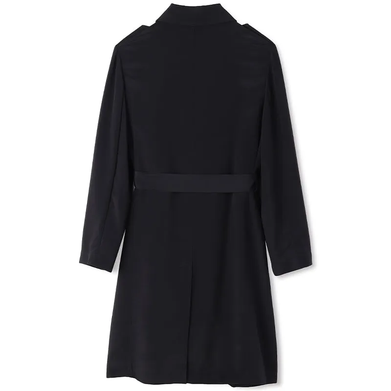 Lapel Mid-Length Women Trench Coat With Belt