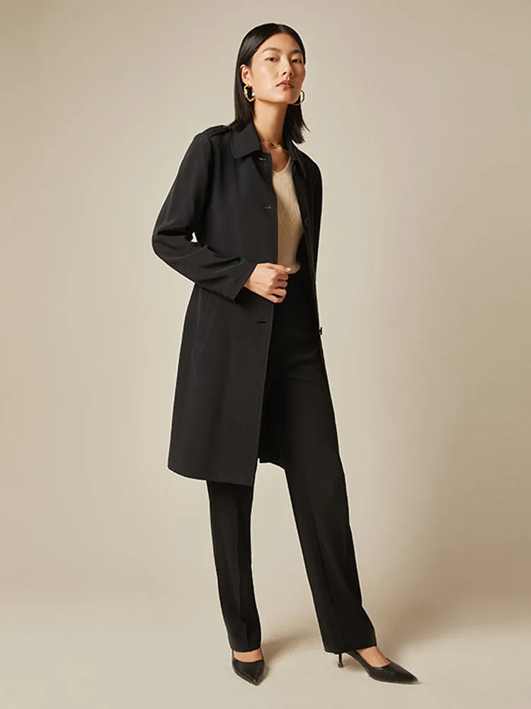 Lapel Mid-Length Women Trench Coat With Belt