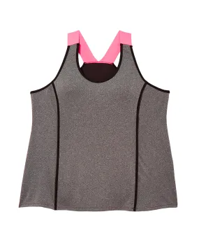 Lark Tank with Contrast Straps | Charcoal Grey / Pink