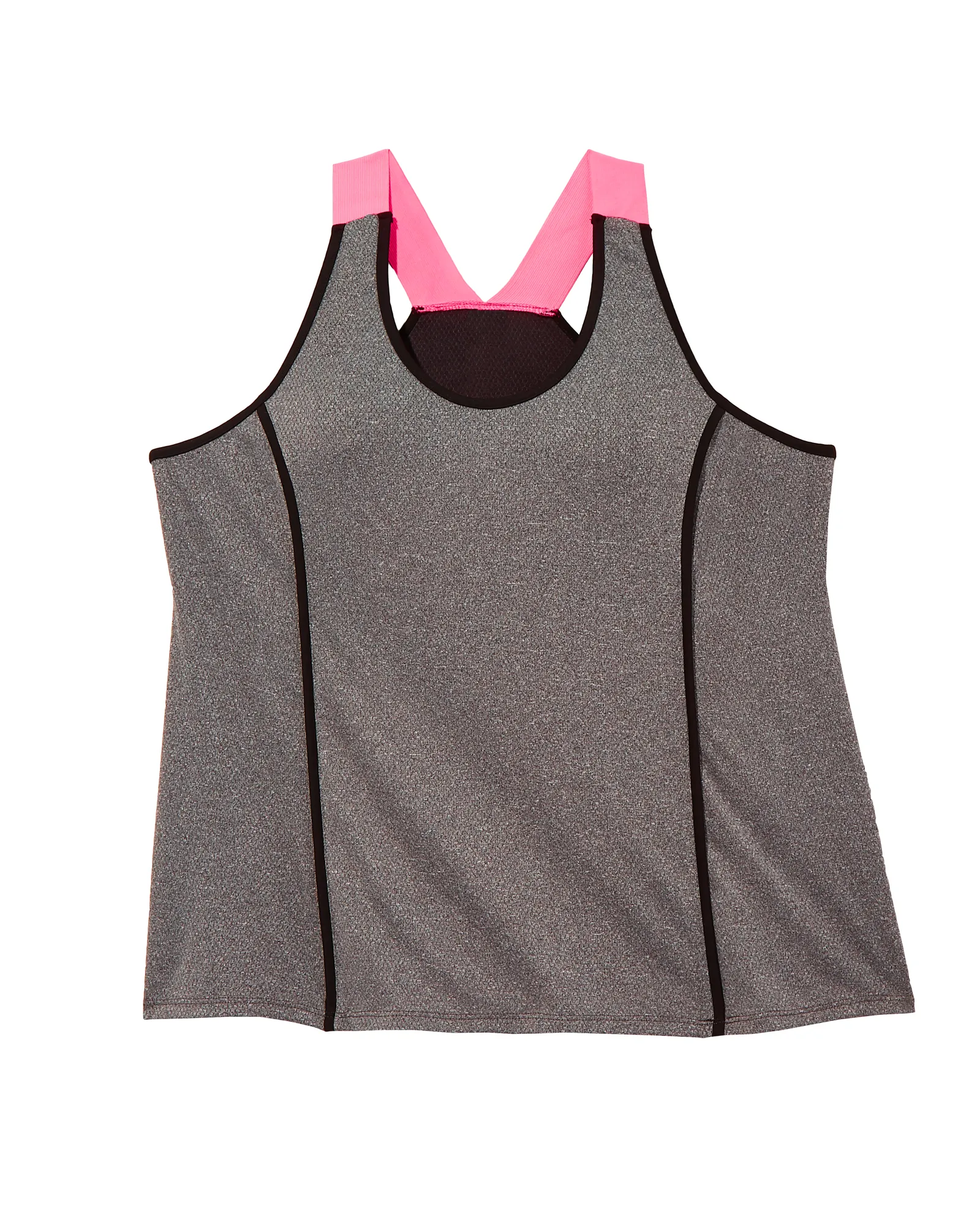 Lark Tank with Contrast Straps | Charcoal Grey / Pink