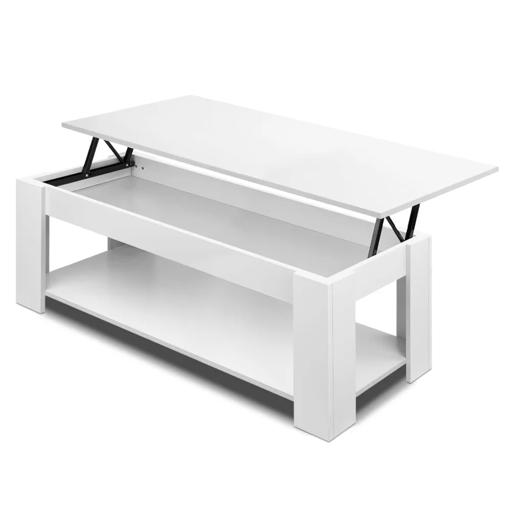 Lift-Top White Coffee Table w/ Hidden Storage, Artiss