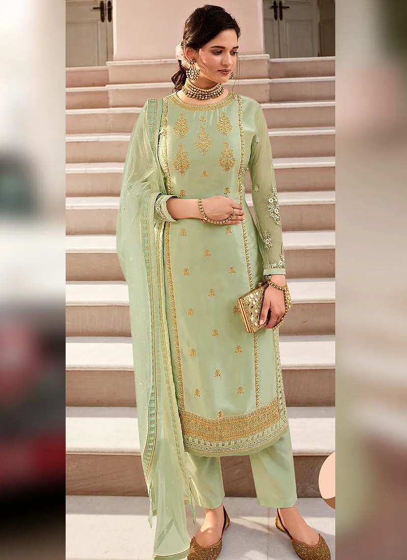 Light Green Traditional Sharara Suit