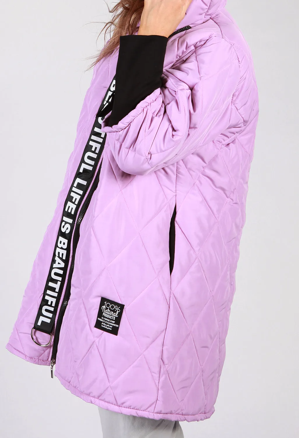 Lilac Quilted Logo Strap Coat