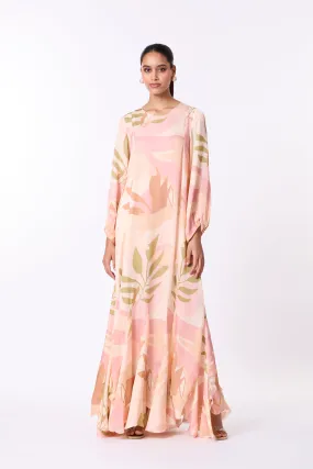 Lillian Dress - Peach, Dull Pink & Taupe