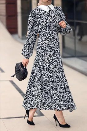 Lubna long sleeve cotton maxi dress in ditsy floral