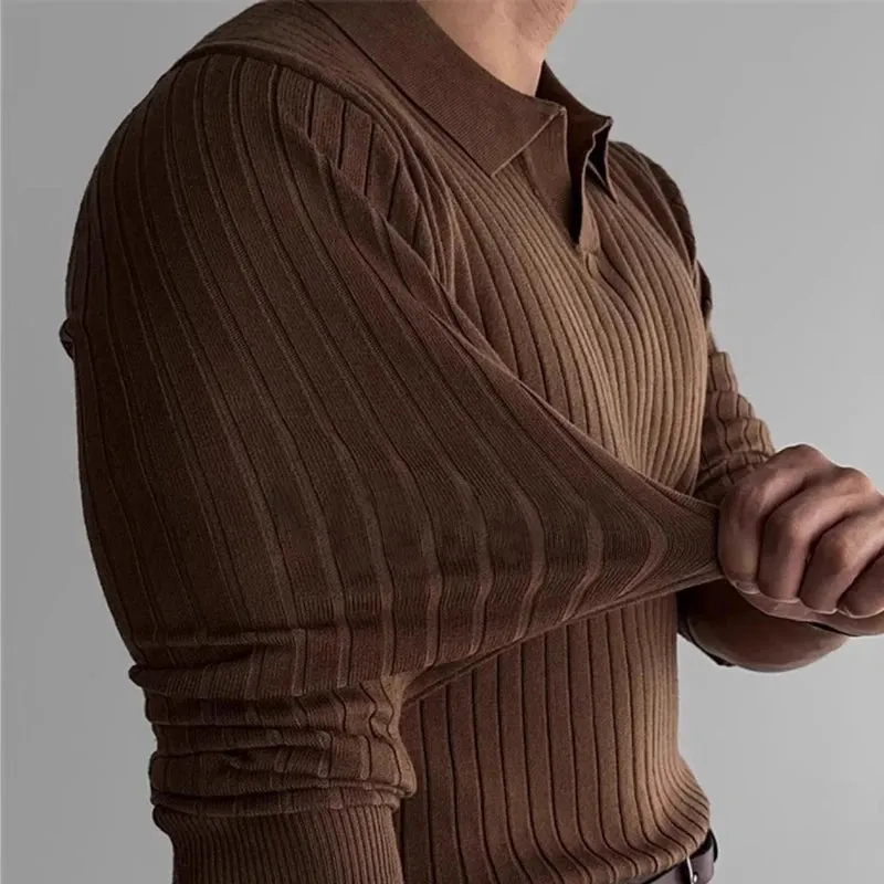 Luxe Ribbed Knit Polo Sweater