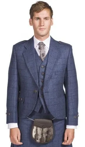 Luxury Argyle Tweed Kilt Jacket & 5 Button Waistcoat Made to Order