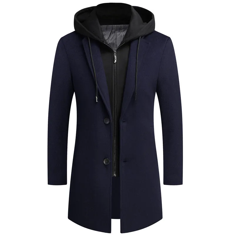 Men's British Casual Detachable Hooded Coat