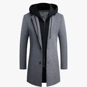 Men's British Casual Detachable Hooded Coat