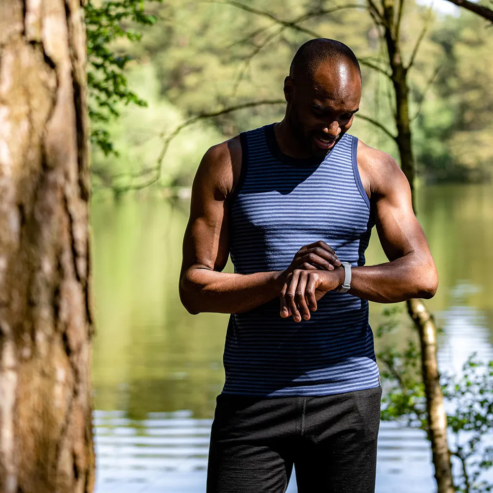 Mens Merino 150 Vest (Mini Stripe Navy/Denim)