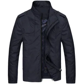 Men's Slim Fit Fleece Lined Jacket with a Stand-up Collar