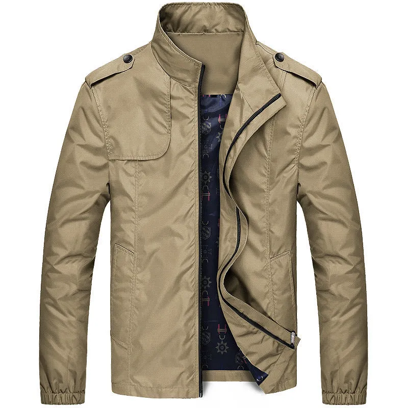 Men's Slim Fit Fleece Lined Jacket with a Stand-up Collar