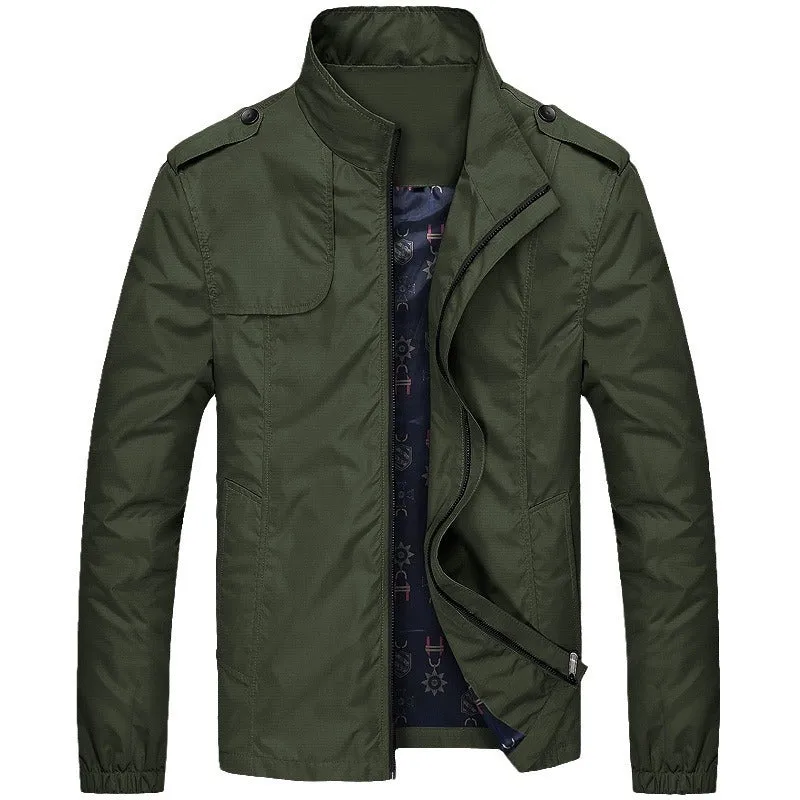 Men's Slim Fit Fleece Lined Jacket with a Stand-up Collar