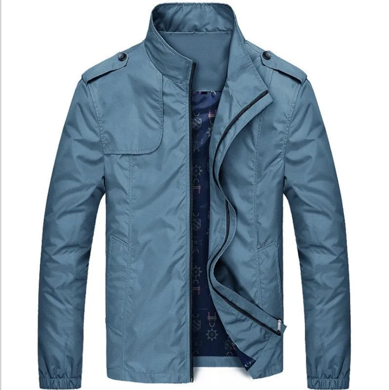 Men's Slim Fit Fleece Lined Jacket with a Stand-up Collar