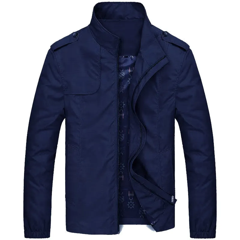 Men's Slim Fit Fleece Lined Jacket with a Stand-up Collar