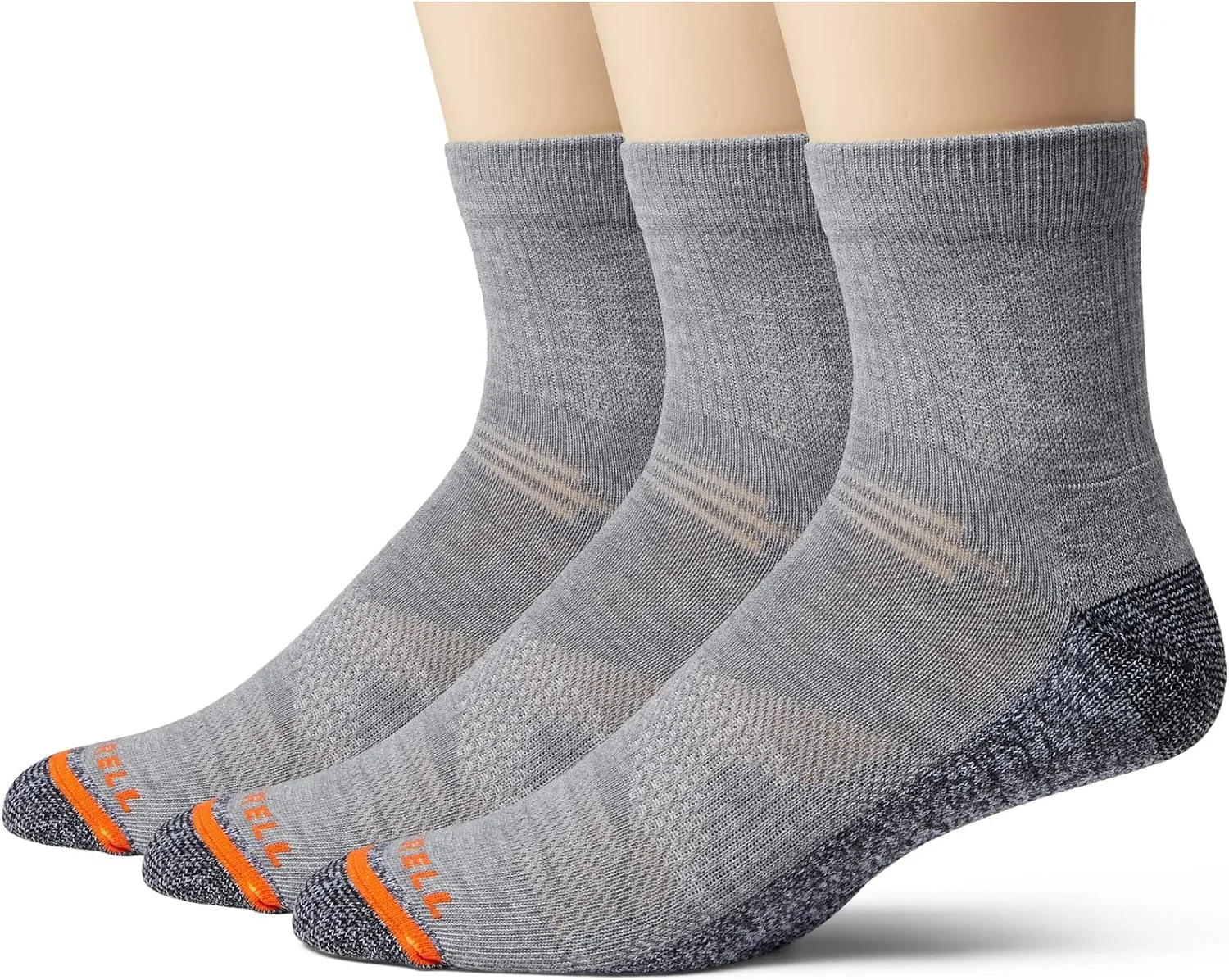 Merrell Men's and Women's Lightweight Work Ankle Socks 3 Pair Pack - ComfortBase XS Repreve with Durable Reinforcement