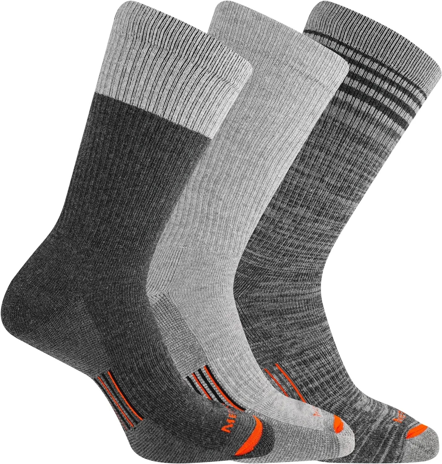 Merrell Men's and Women's Merino Wool Work Crew Socks-3 Pair Pack-Arch Support