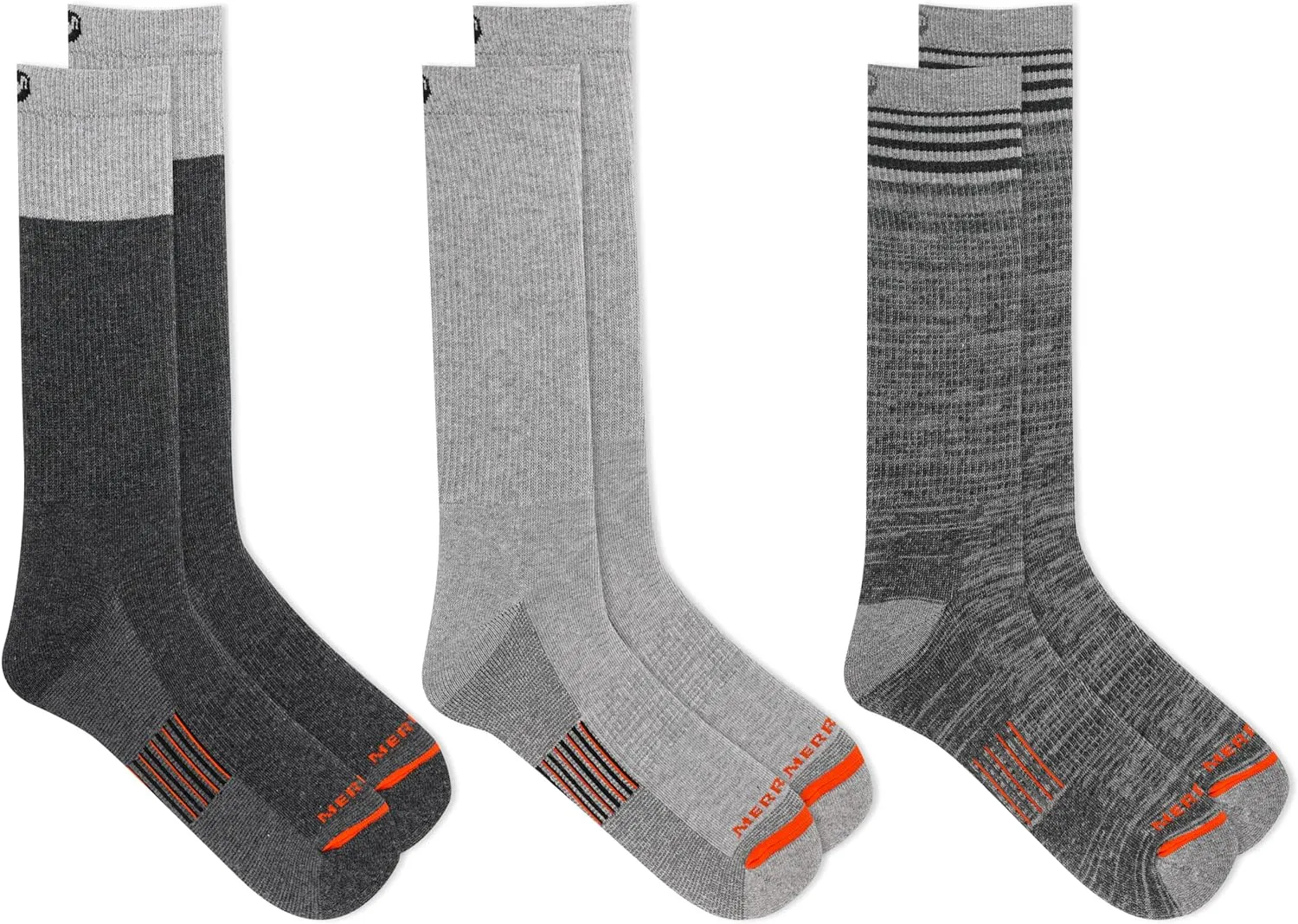 Merrell Men's and Women's Merino Wool Work Crew Socks-3 Pair Pack-Arch Support