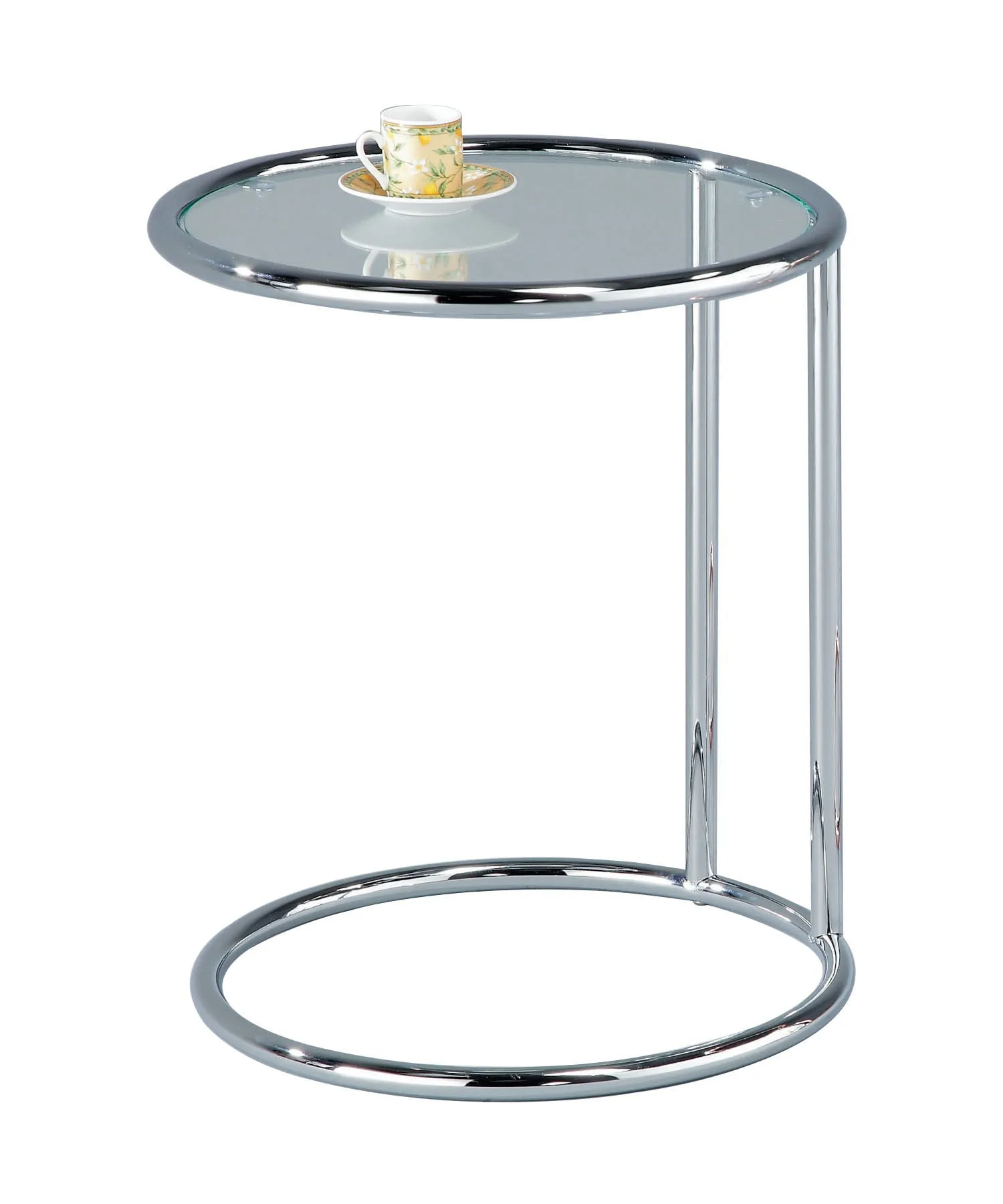 Mia Round Side Table, Chrome/Clear