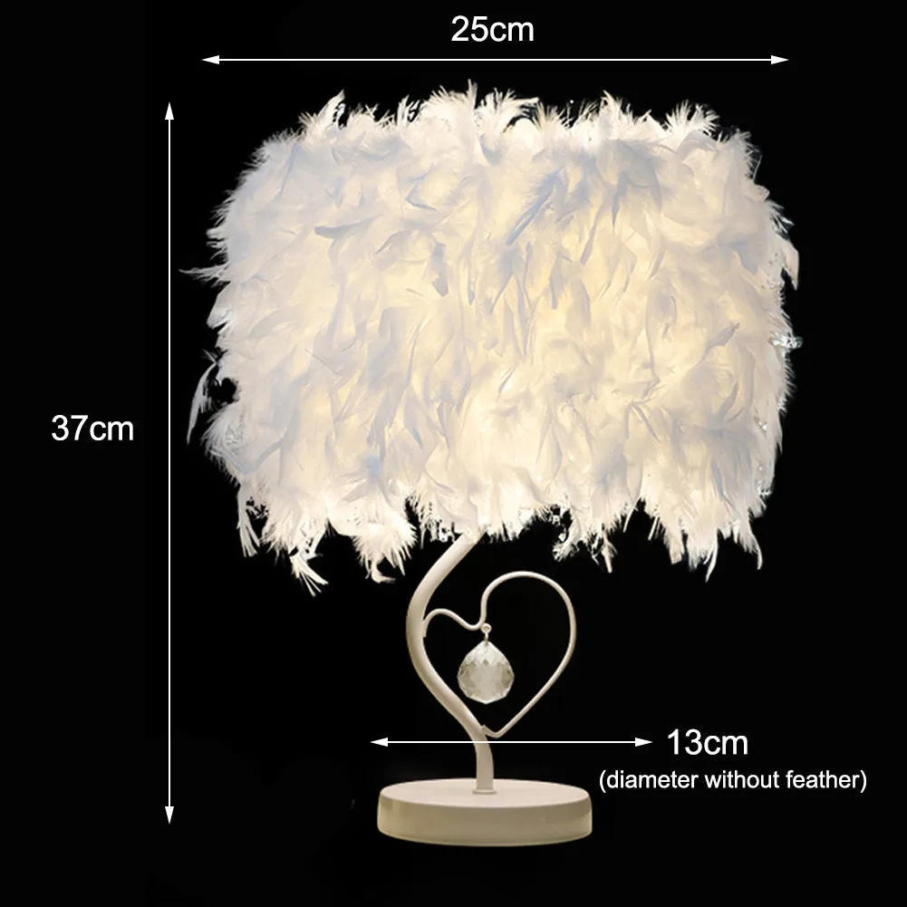 Modern Feather Bedside Table Lamp Medium Size