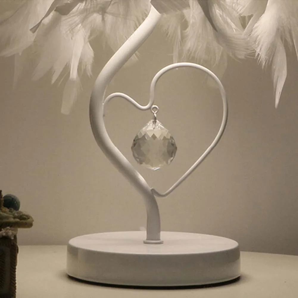 Modern Feather Bedside Table Lamp Medium Size