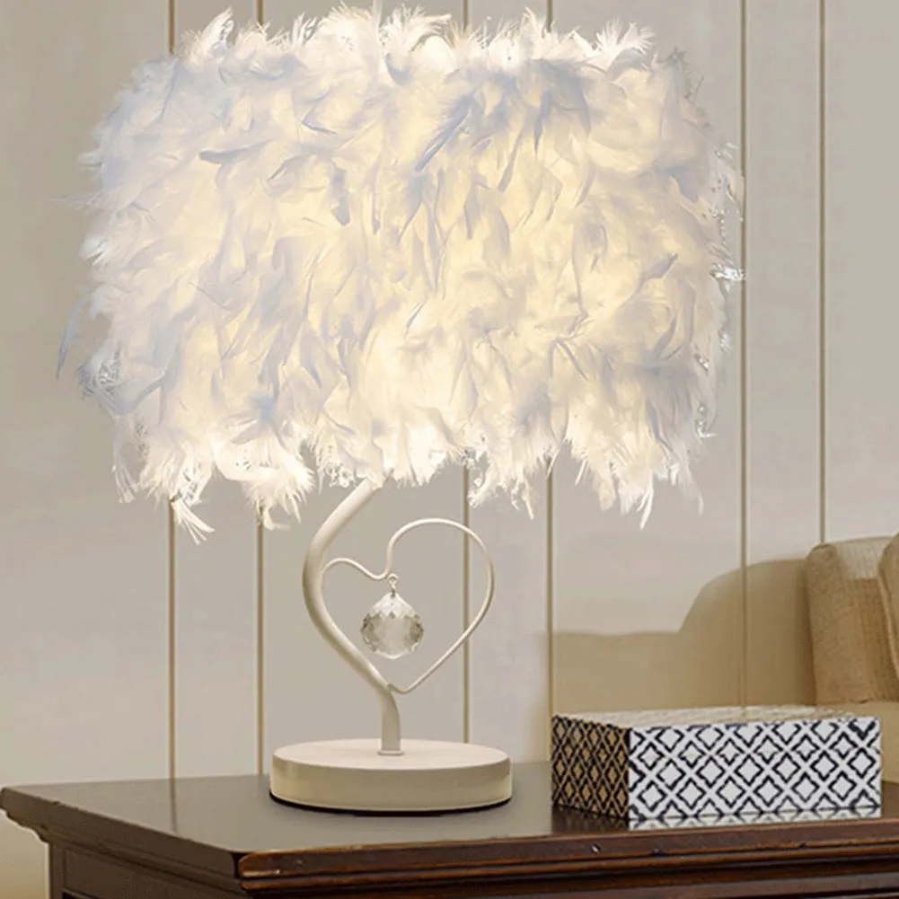 Modern Feather Bedside Table Lamp Medium Size