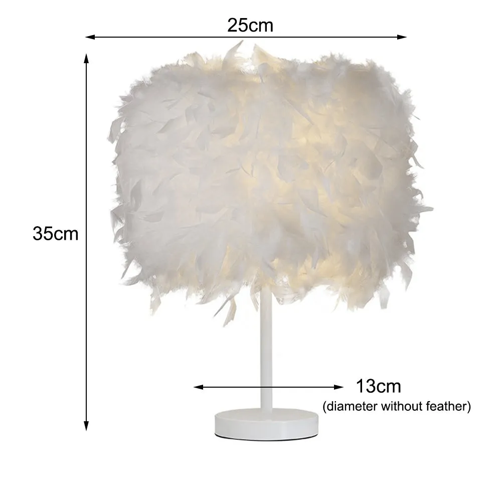 Modern Feather Bedside Table Lamp Small Size