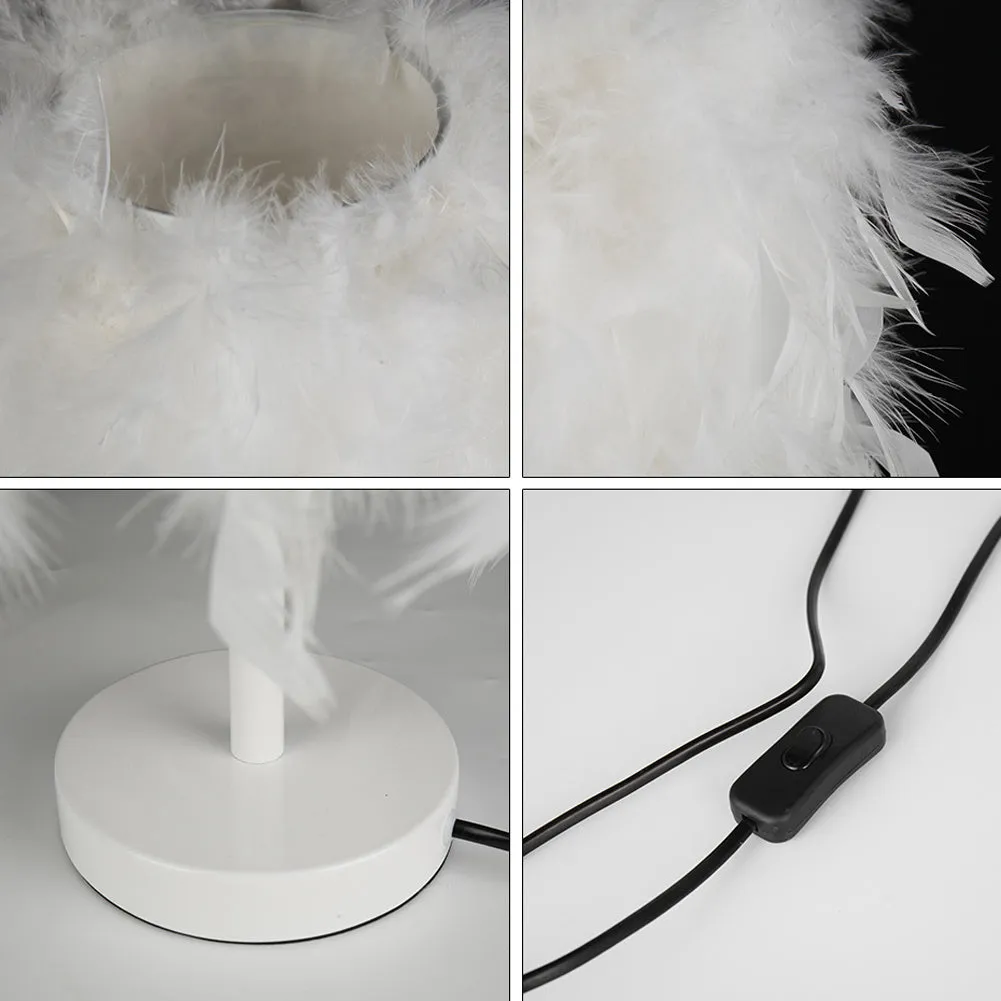 Modern Feather Bedside Table Lamp Small Size