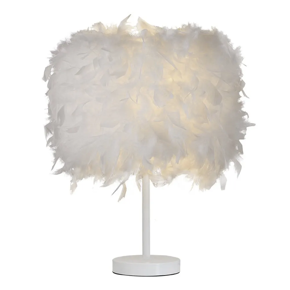 Modern Feather Bedside Table Lamp Small Size