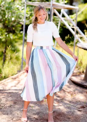 Multi Color Stripe Pleated Skirt - FINAL SALE