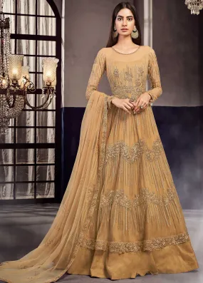 Mustard Yellow Embroidered Anarkali Lehenga Suit