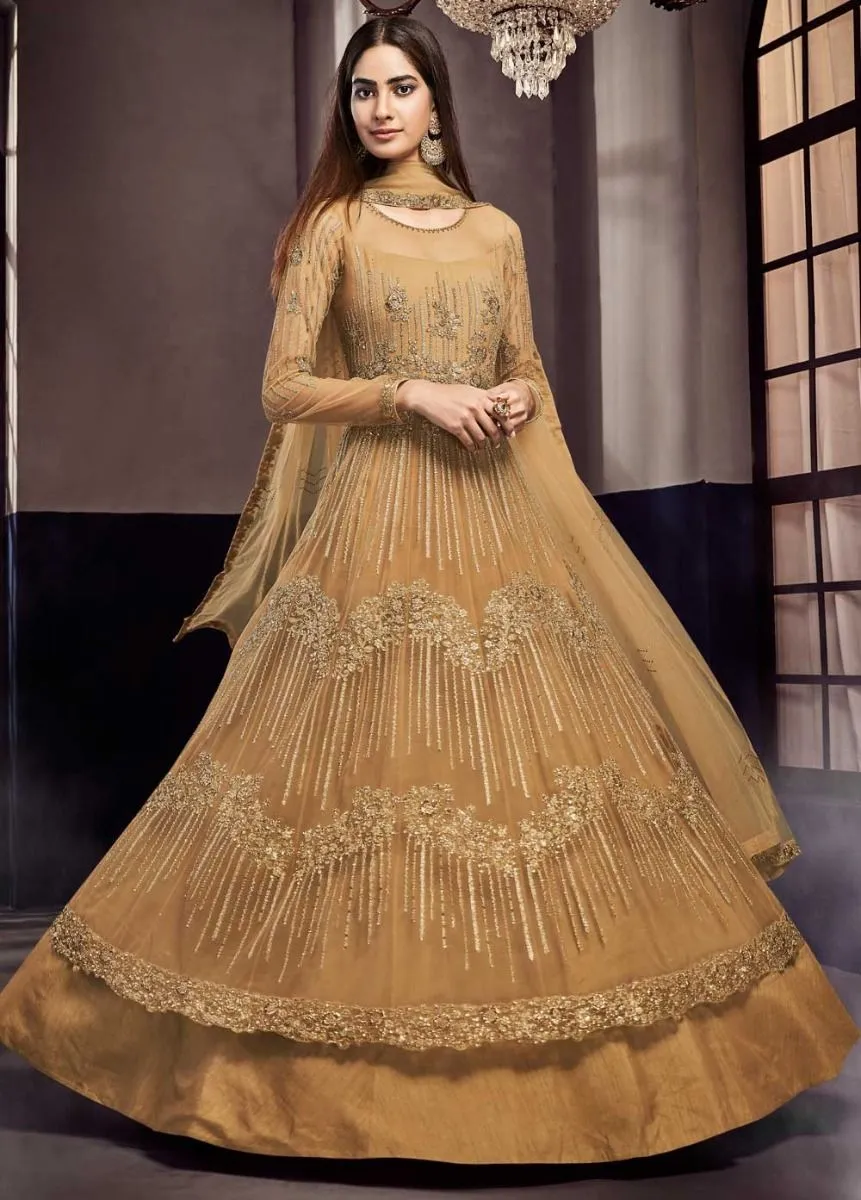 Mustard Yellow Embroidered Anarkali Lehenga Suit