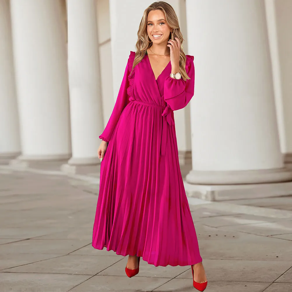 Myka Drape Midi Dress - Fuchsia