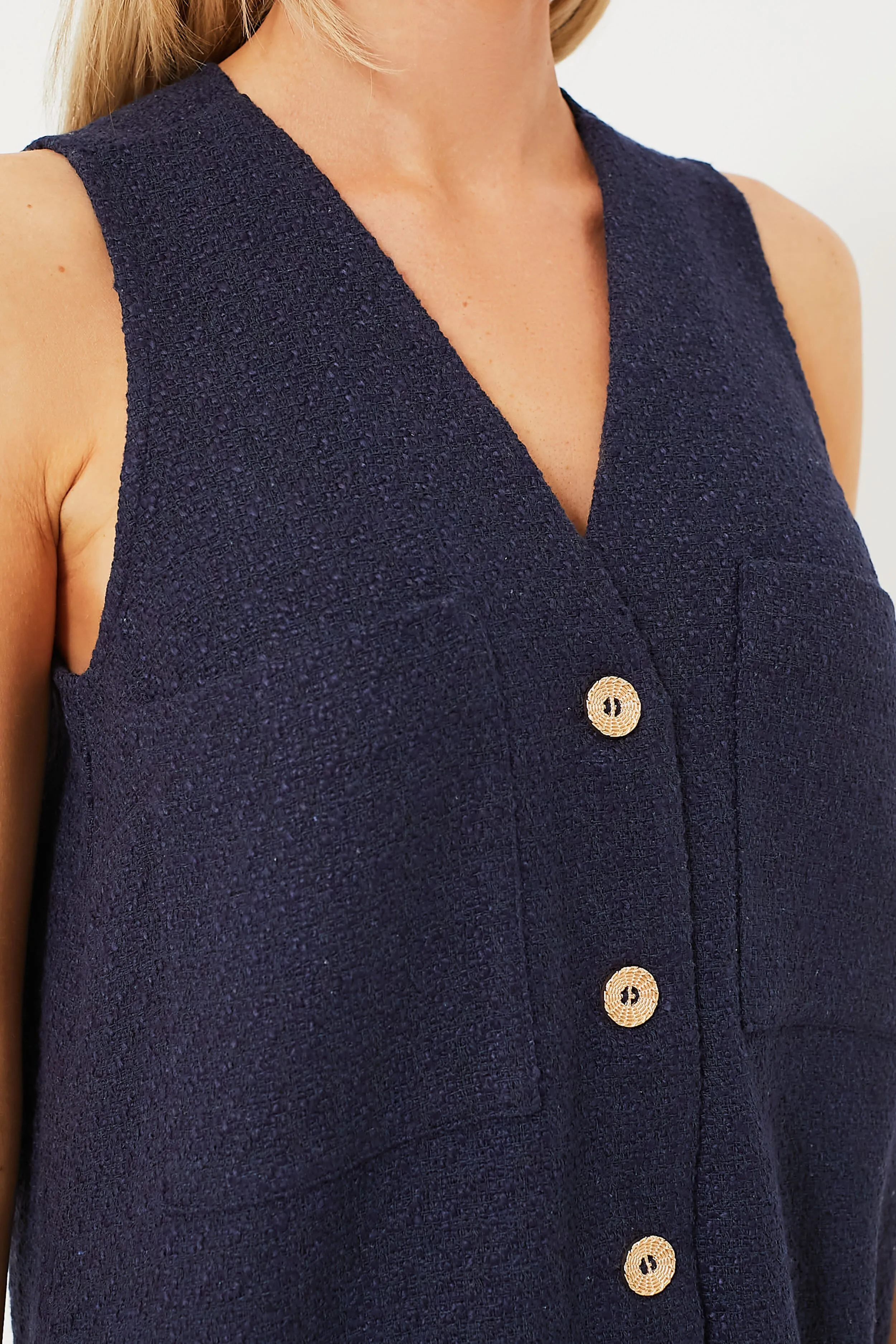 Navy Textured Myla Romper