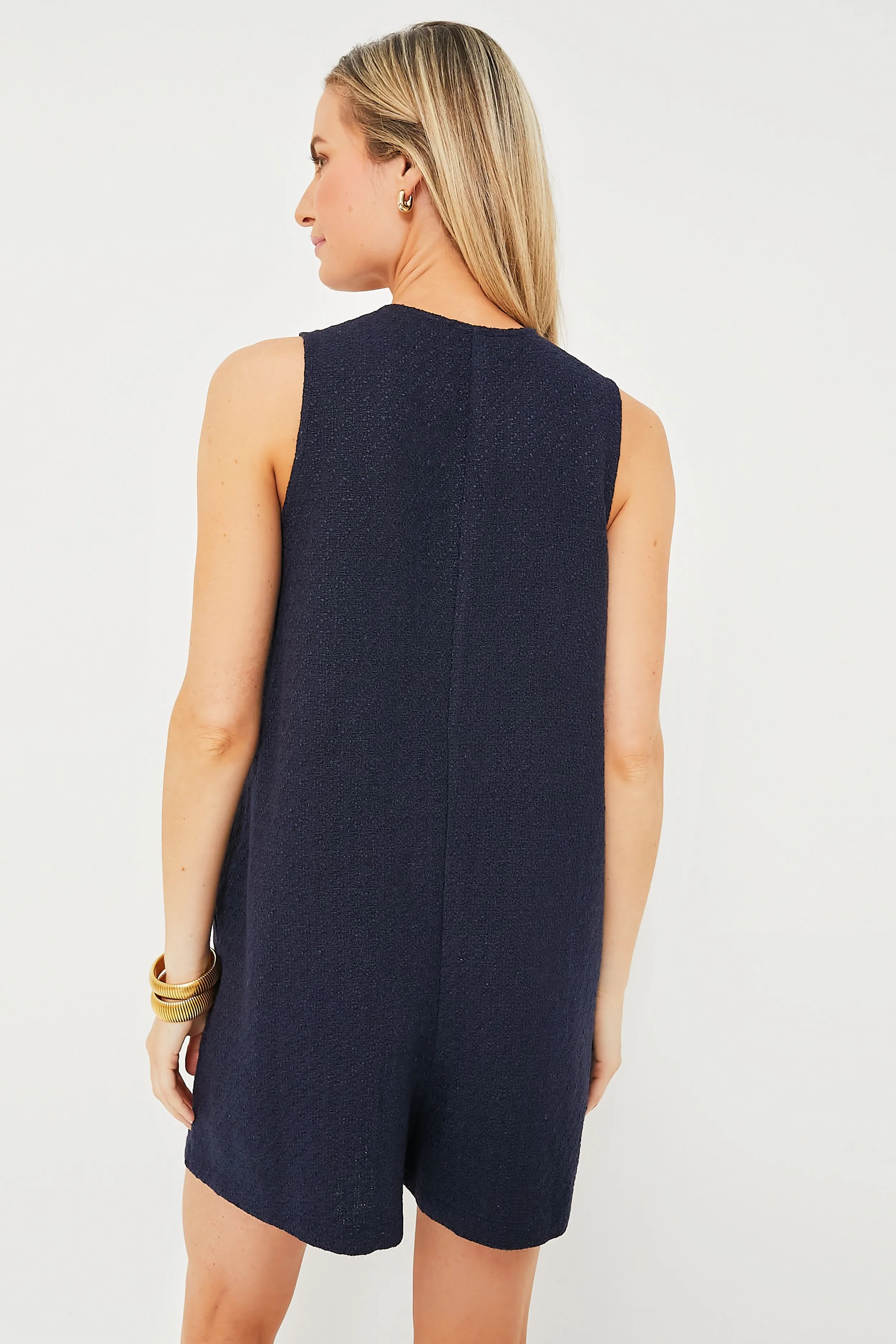 Navy Textured Myla Romper