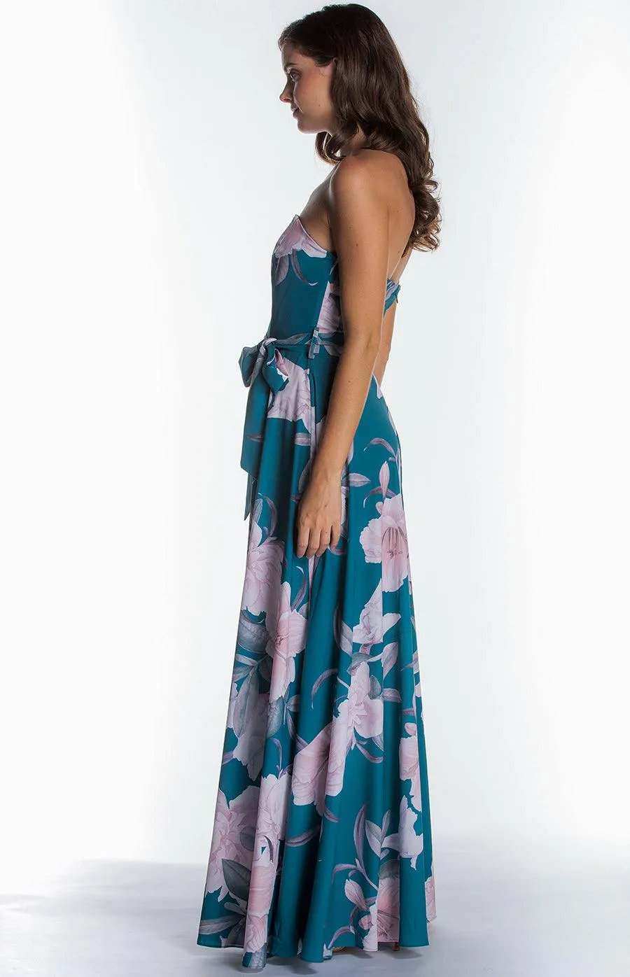 Nola Maxi Dress In Green floral