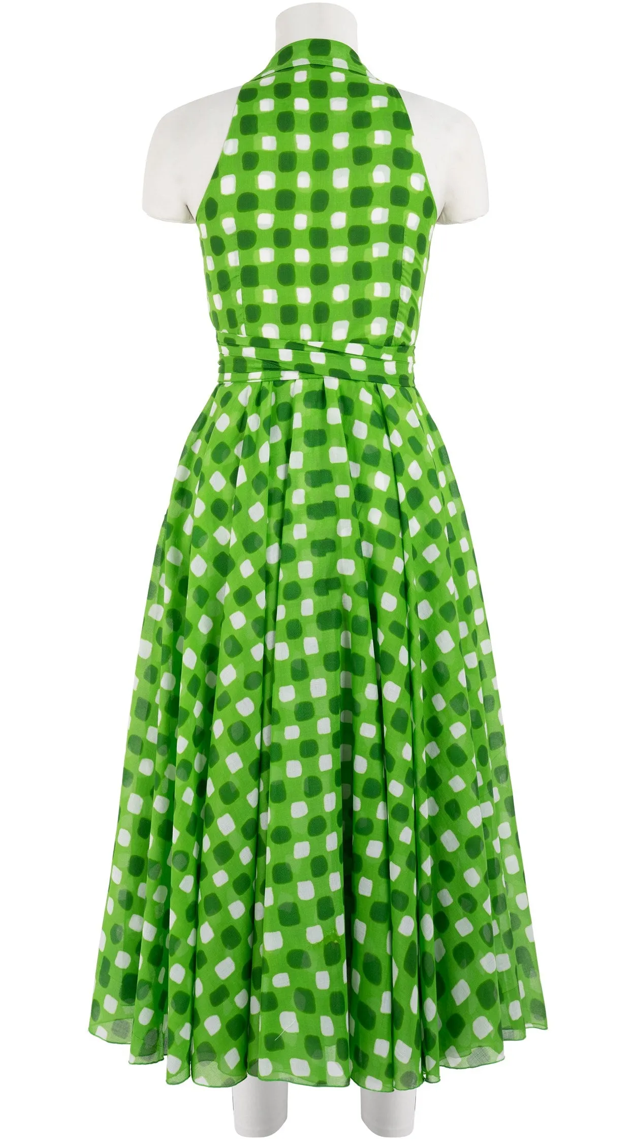 Olivia Dress Shirt Halter Neck Sleeveless Maxi Length Cotton Musola (Tie Dye Gingham Small)