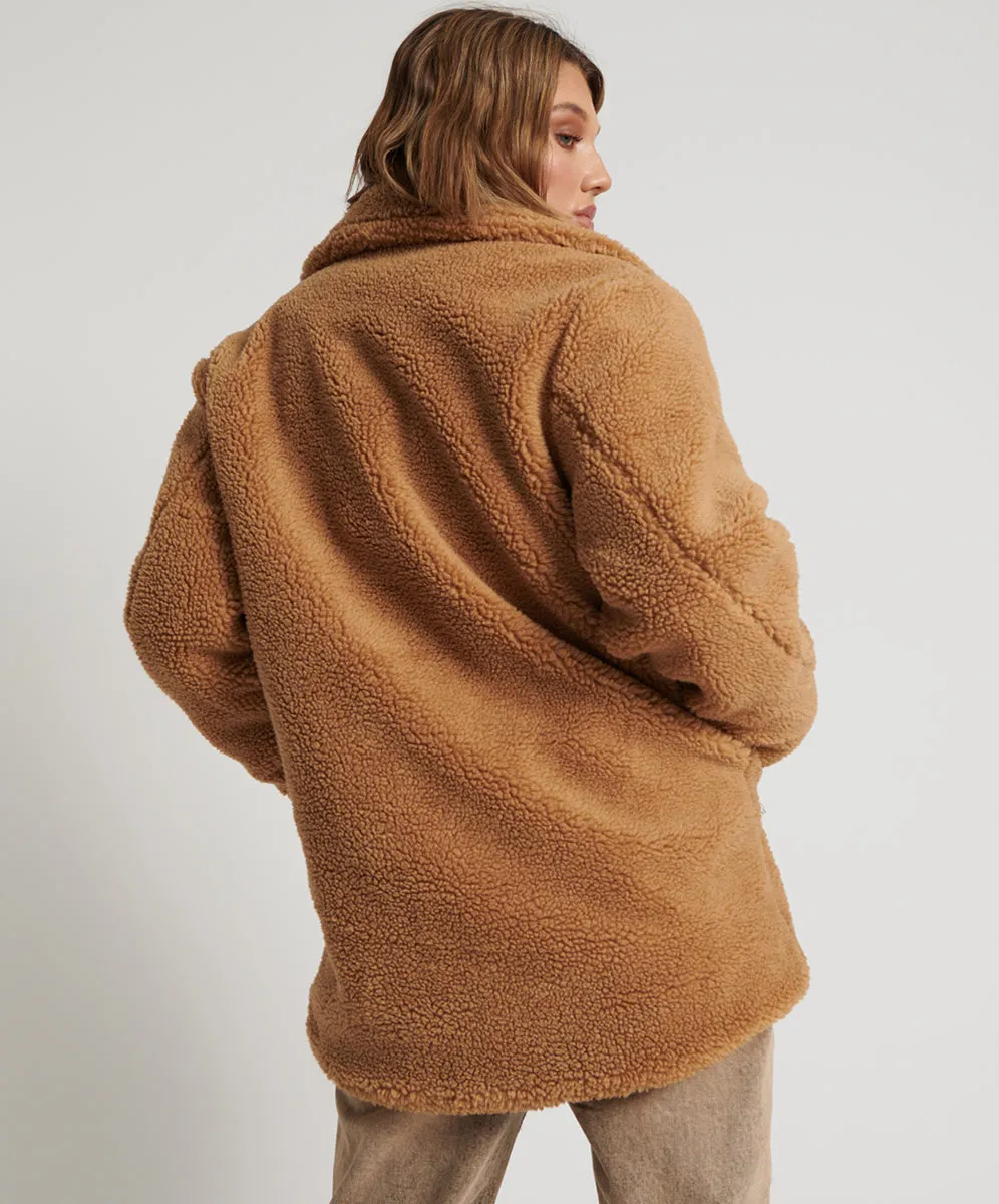 ONE TEASPOON Womens Tan Teddy Coat - Tan