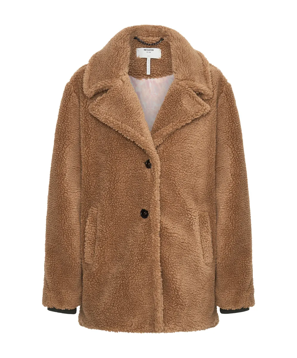 ONE TEASPOON Womens Tan Teddy Coat - Tan