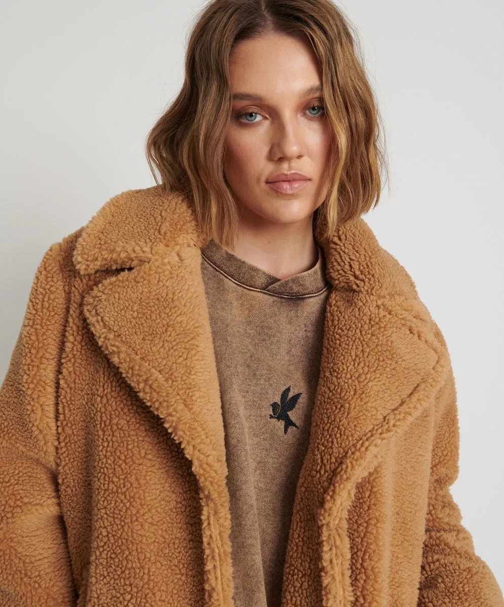 ONE TEASPOON Womens Tan Teddy Coat - Tan