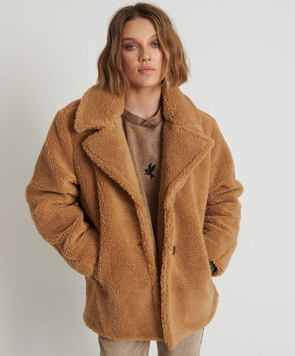 ONE TEASPOON Womens Tan Teddy Coat - Tan