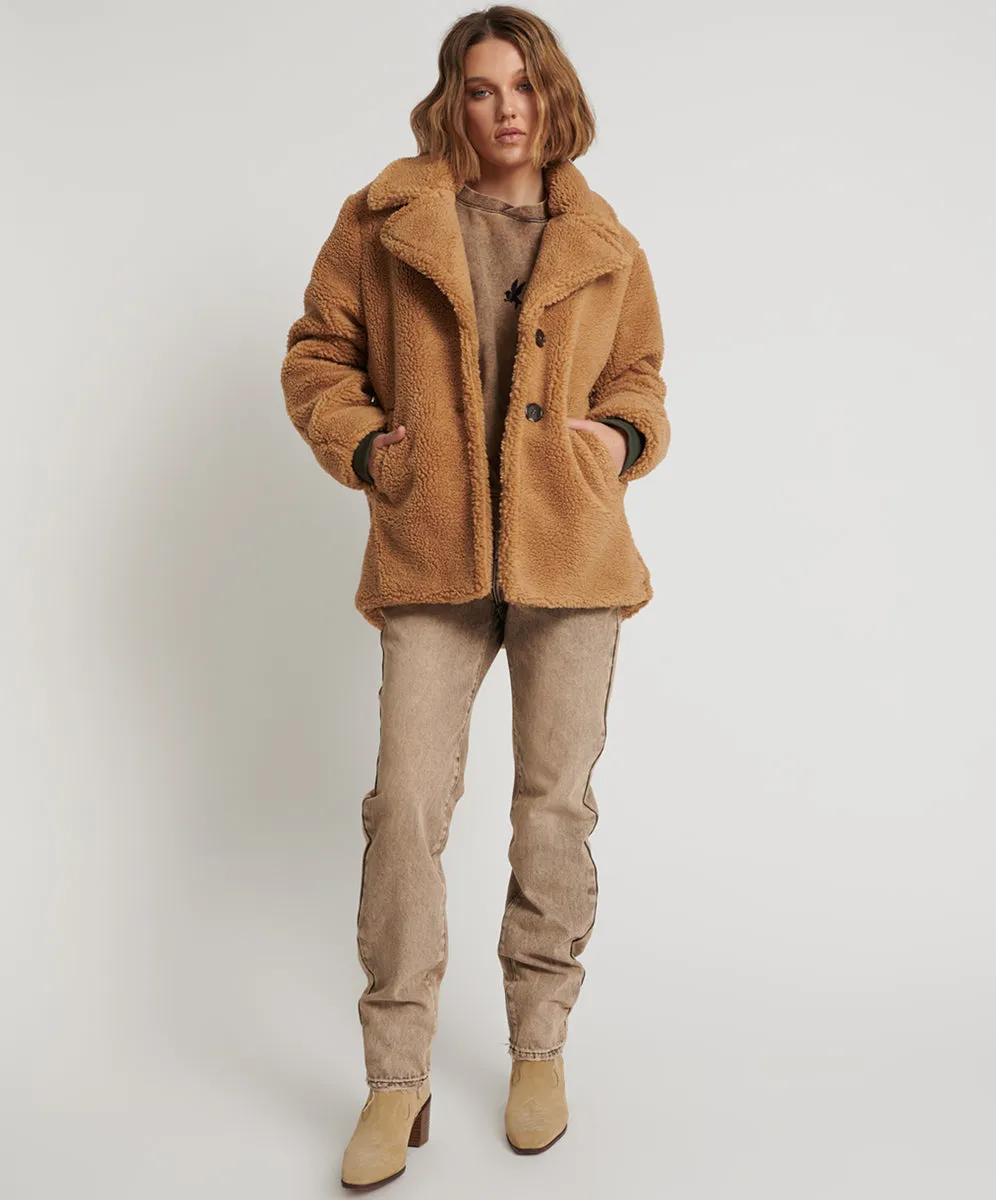 ONE TEASPOON Womens Tan Teddy Coat - Tan