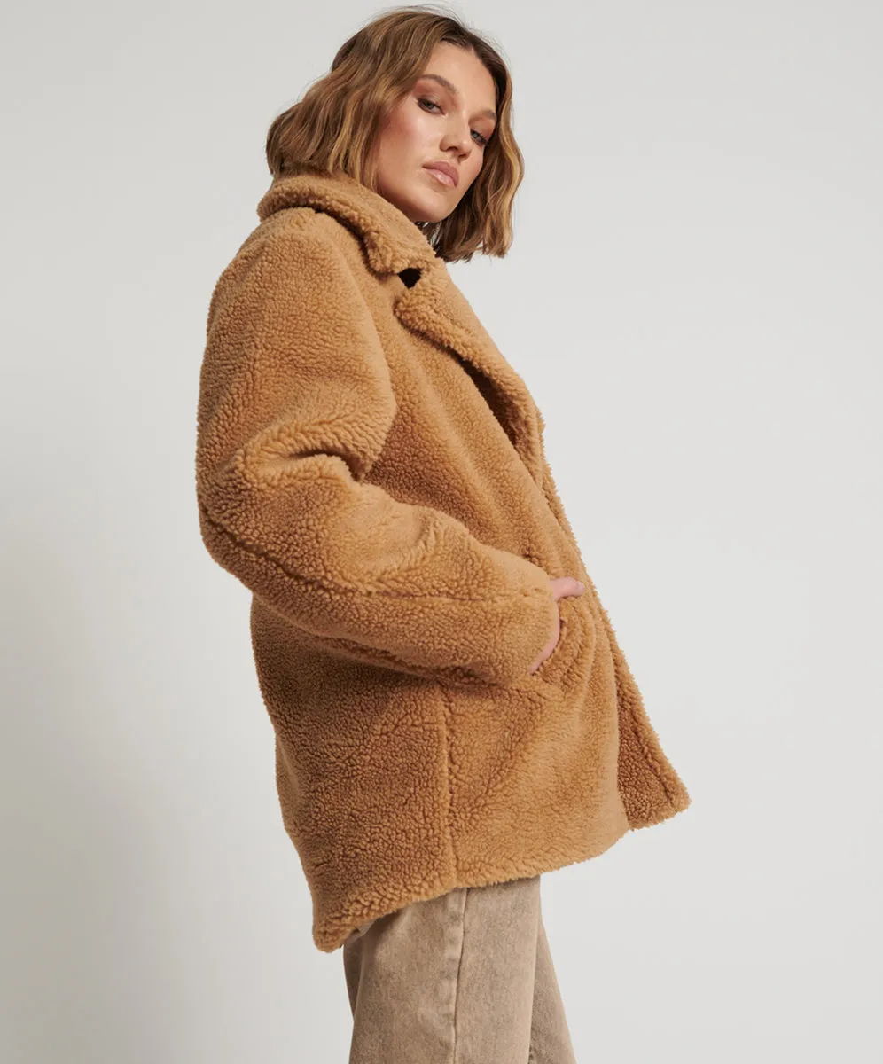 ONE TEASPOON Womens Tan Teddy Coat - Tan