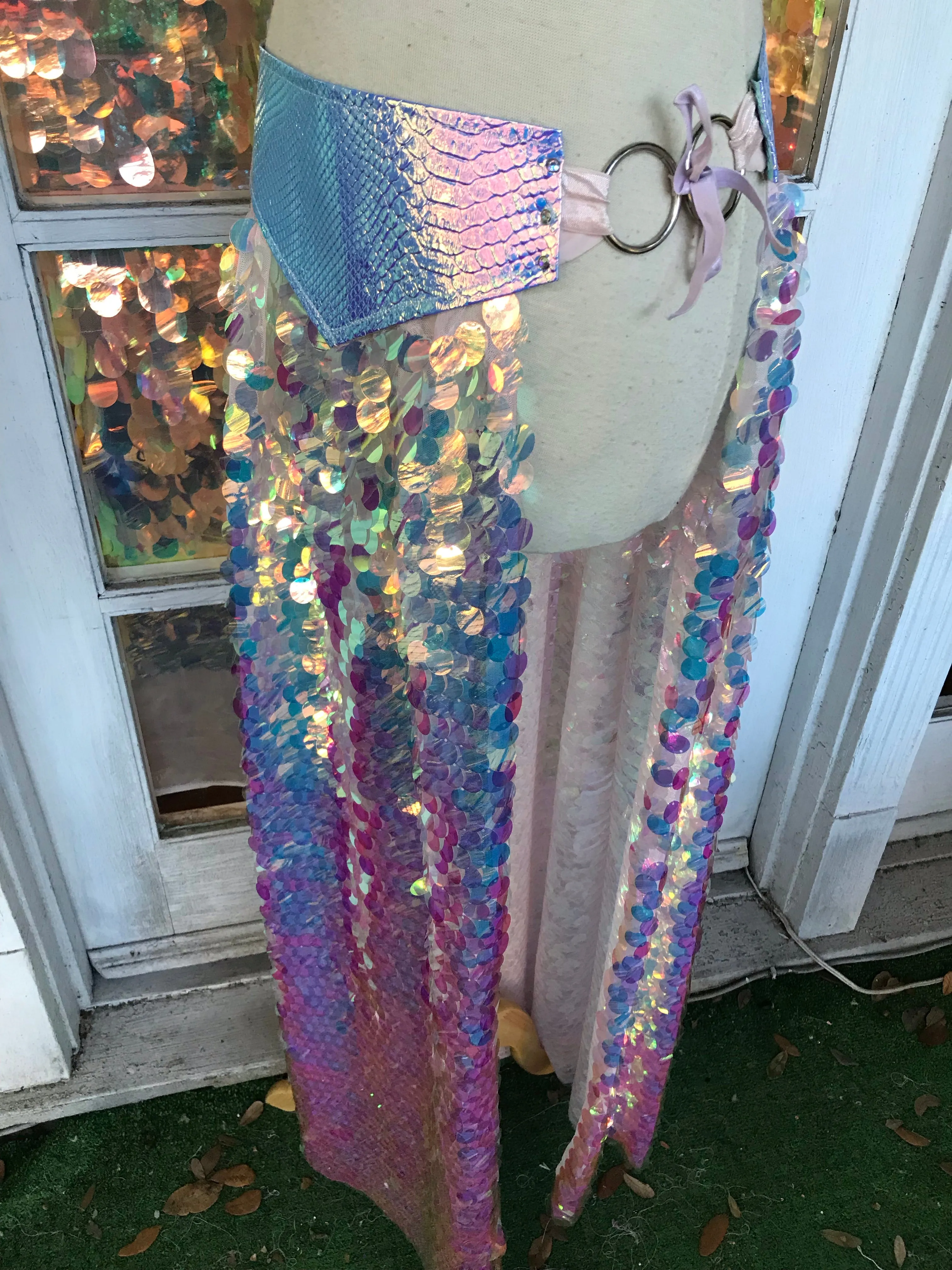 Opal Dragon Warrior Sequin Maxi Skirt - S/M (adjustable)