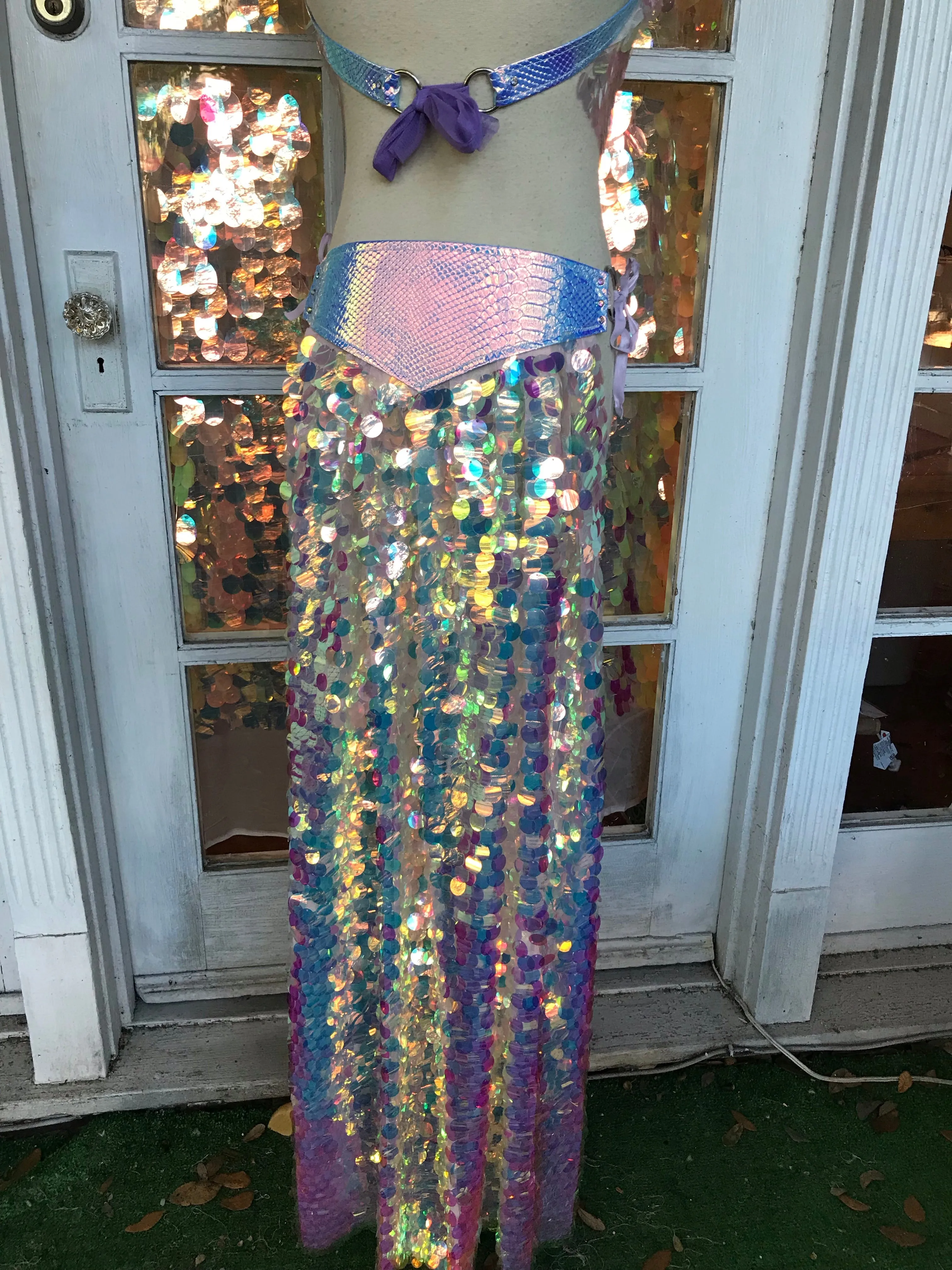 Opal Dragon Warrior Sequin Maxi Skirt - S/M (adjustable)