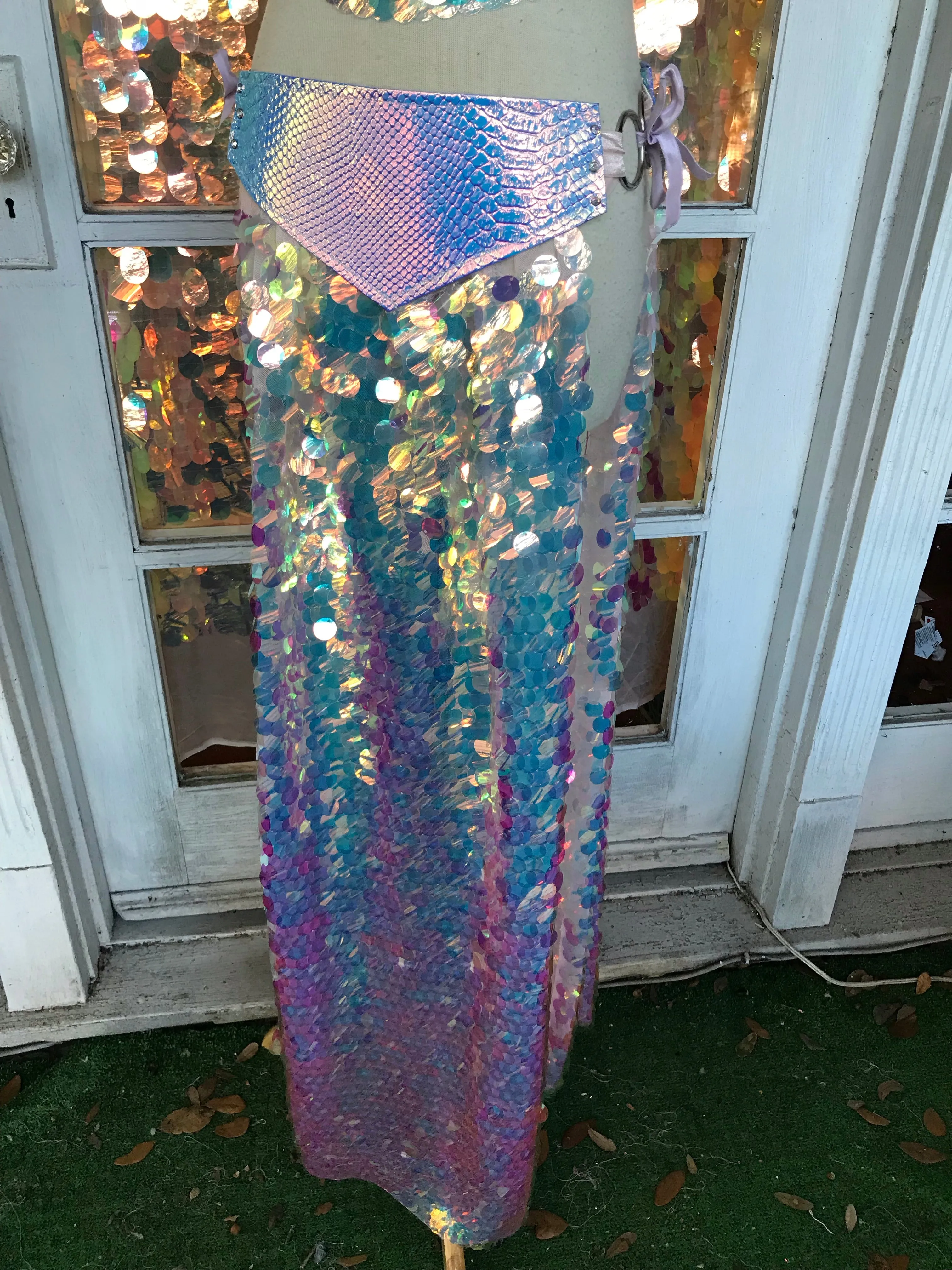 Opal Dragon Warrior Sequin Maxi Skirt - S/M (adjustable)